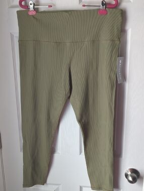 ATHLETA Eucalyptus Olive Ribbed  High-Waist Elation Leggings 2X